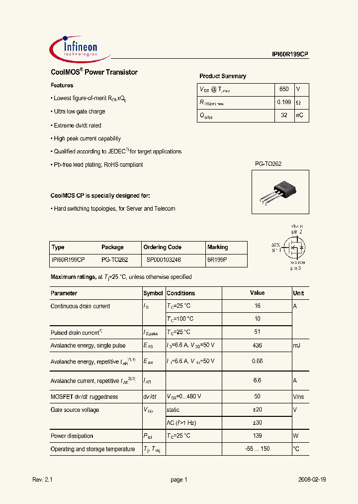 IPI60R199CP_5000110.PDF Datasheet