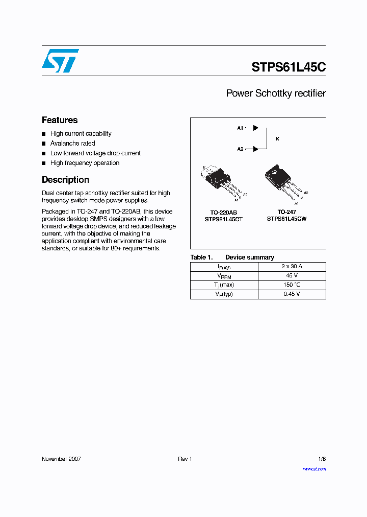 STPS61L45C_5004602.PDF Datasheet