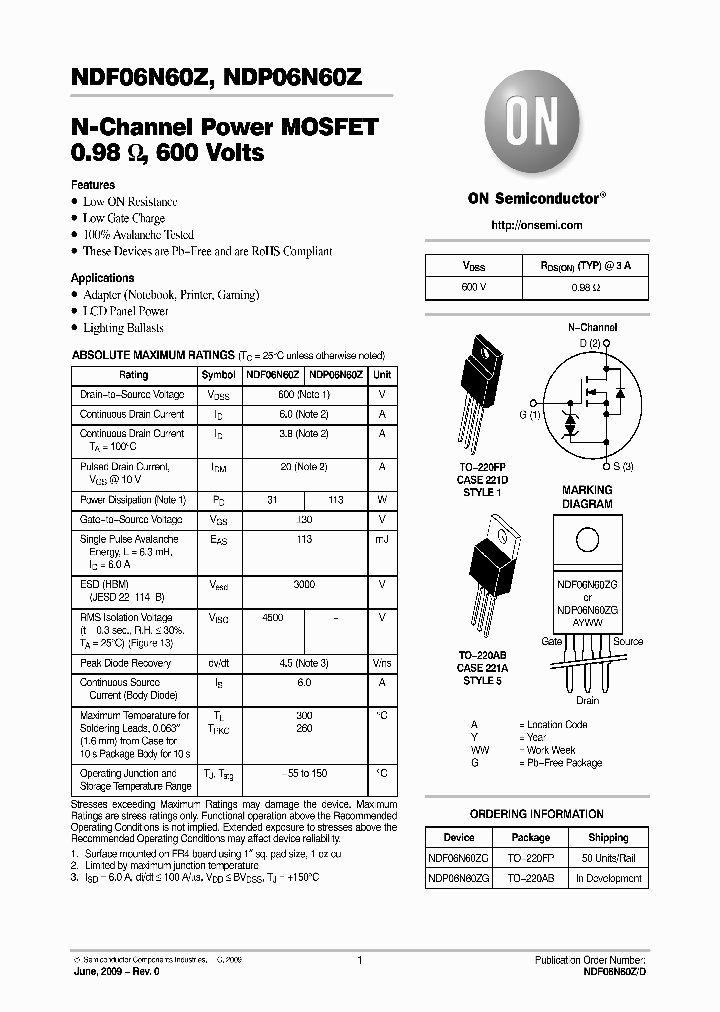 NDF06N60Z_5039435.PDF Datasheet