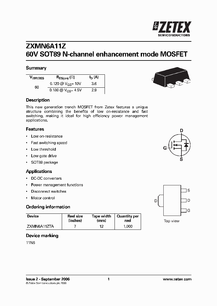 ZXMN6A11Z_5048587.PDF Datasheet