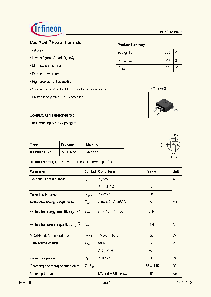 IPB60R299CP_5057299.PDF Datasheet