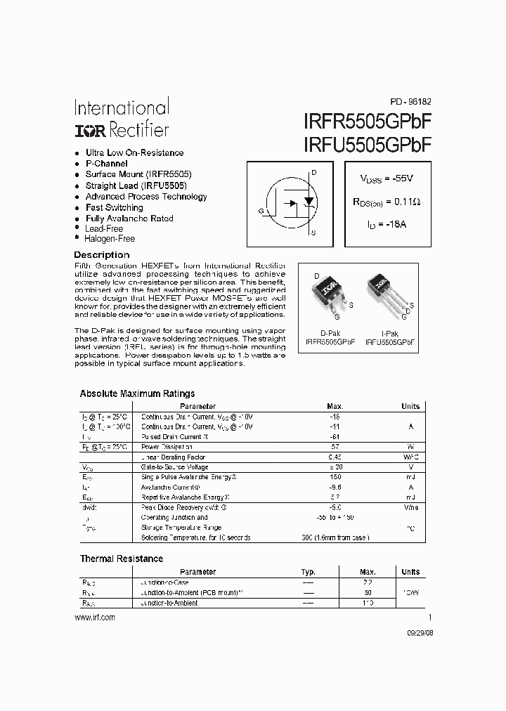 IRFU5505GPBF_5062304.PDF Datasheet