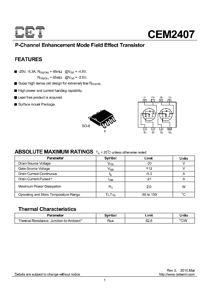 CEM2407_5065525.PDF Datasheet