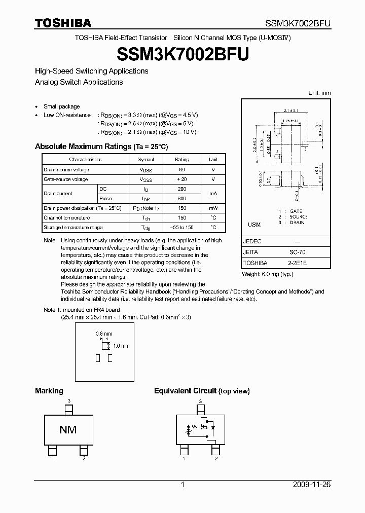 SSM3K7002BFU_2351.PDF Datasheet