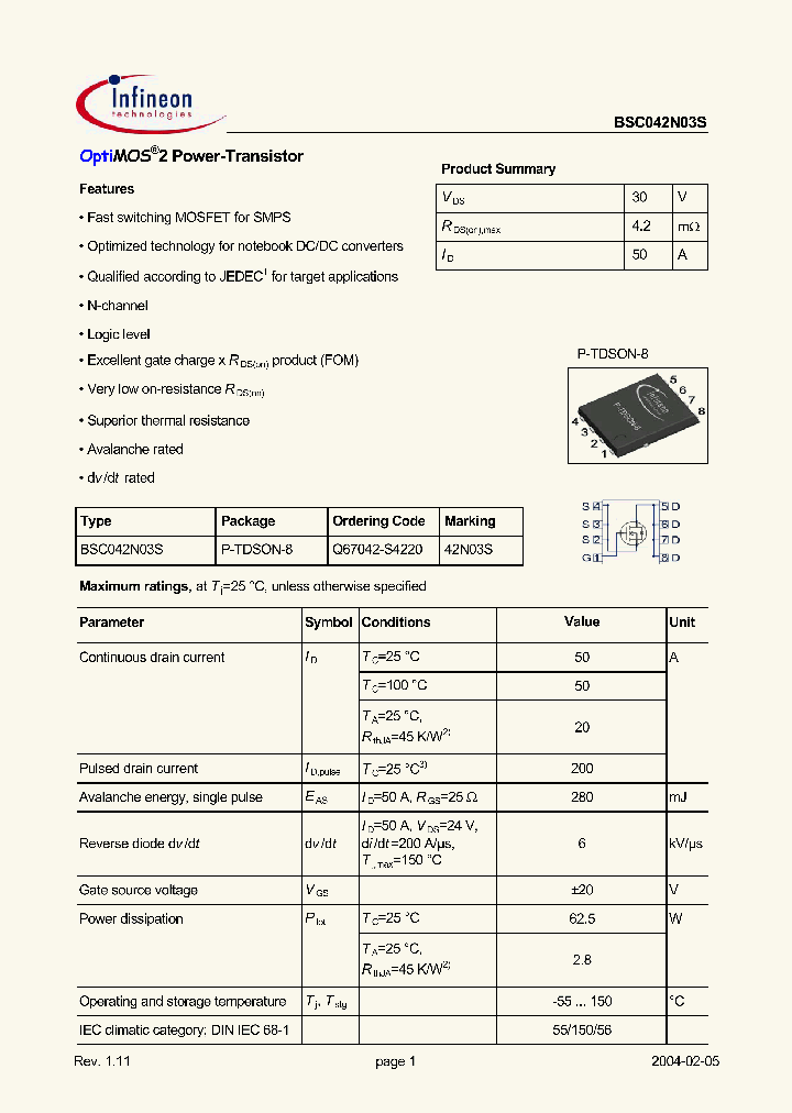 BSC042N03S_34600.PDF Datasheet