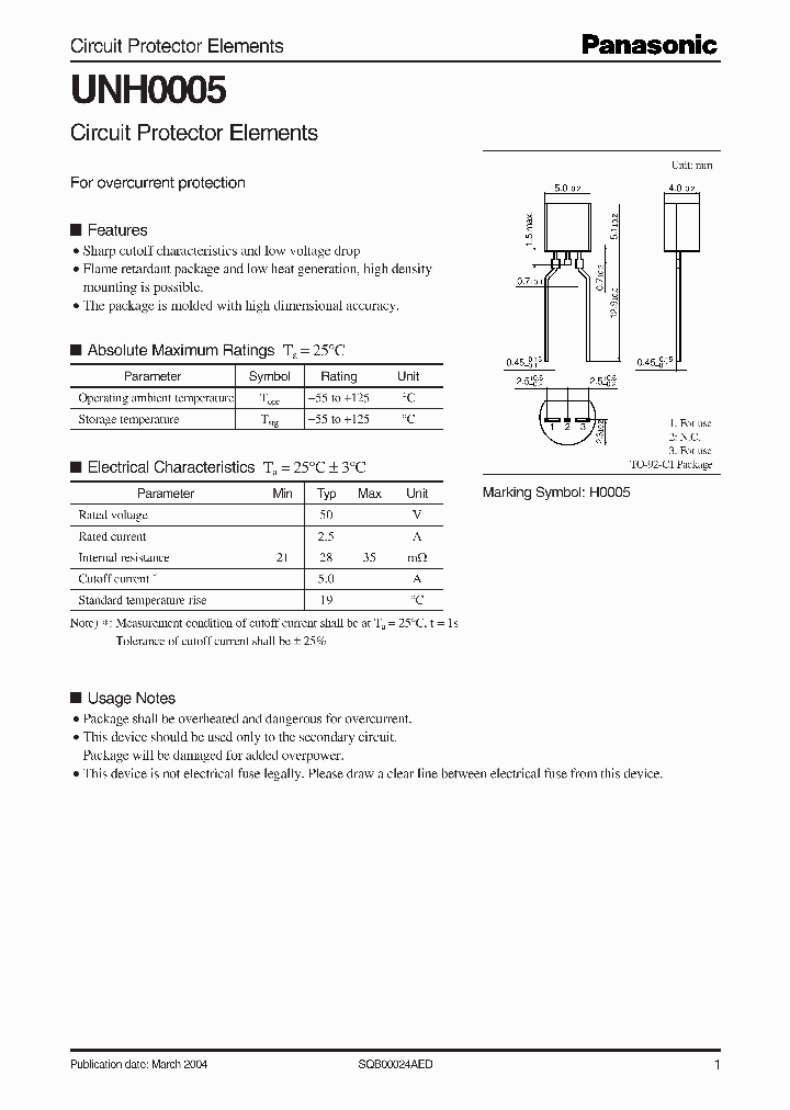 UNH0005_61000.PDF Datasheet