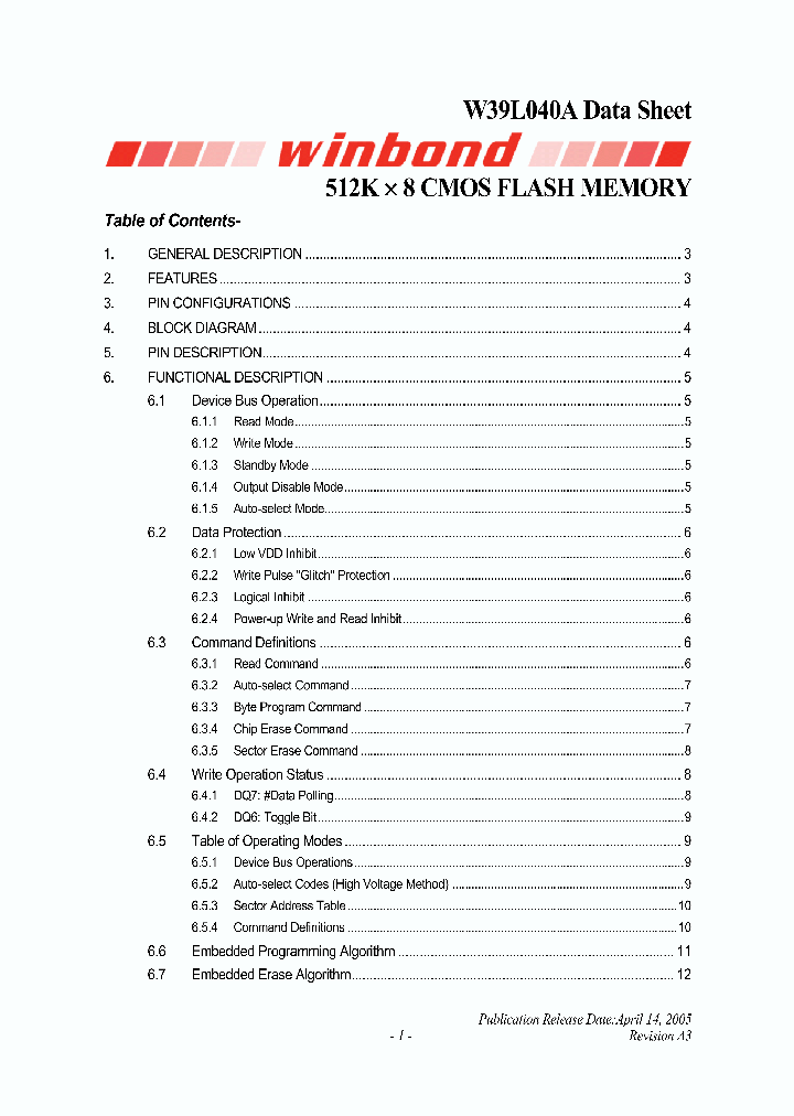 W39L040AQ90B_74477.PDF Datasheet