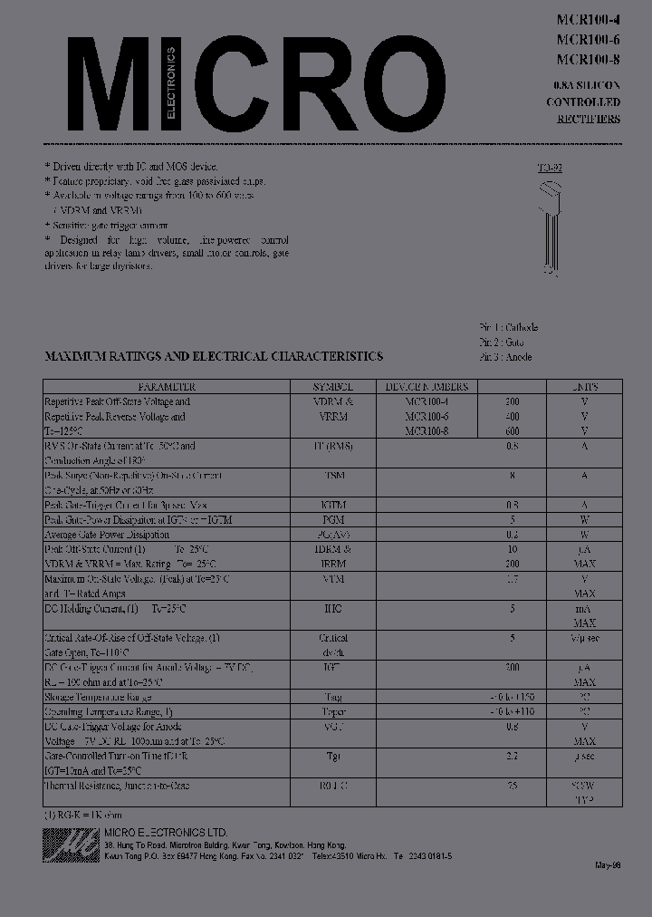 MCR100-8_93163.PDF Datasheet