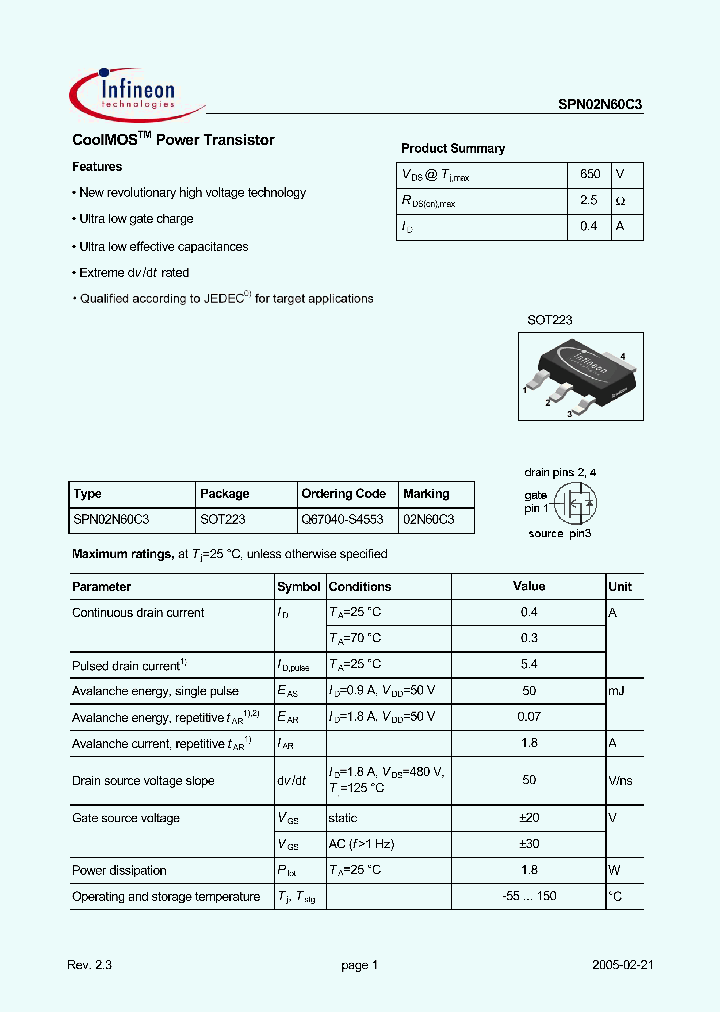 SPN02N60C3_118543.PDF Datasheet