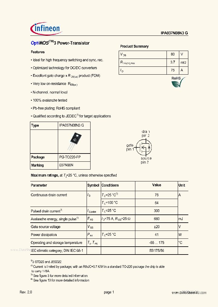 IPA037N08N3G_148702.PDF Datasheet