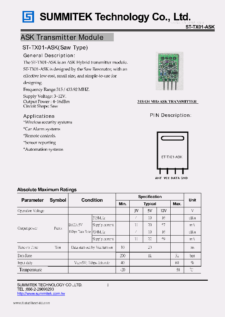 ST-TX01-ASK_151239.PDF Datasheet