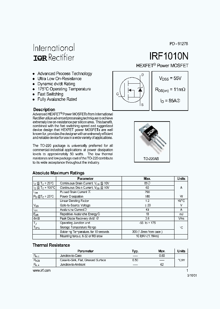 IRF1010N_159792.PDF Datasheet