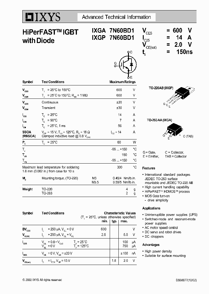 IXGA7N60BD1_159372.PDF Datasheet