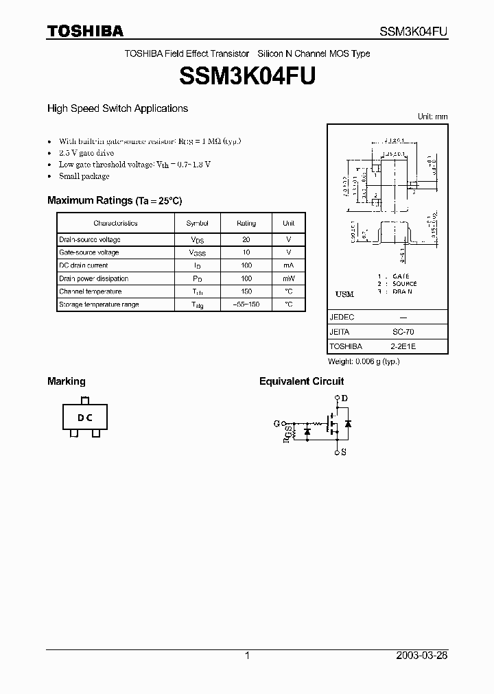 SSM3K04FU_187728.PDF Datasheet