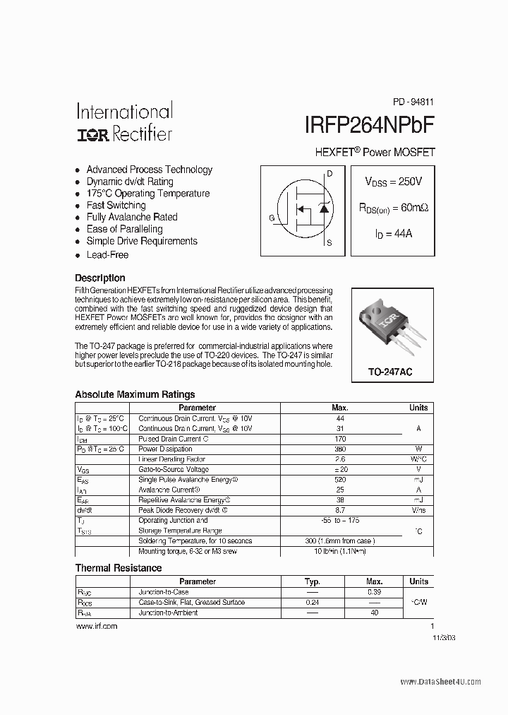 IRFP264NPBF_178268.PDF Datasheet