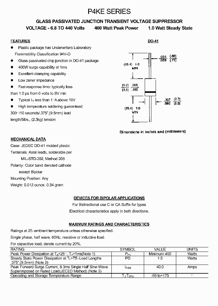 P4KE_256290.PDF Datasheet