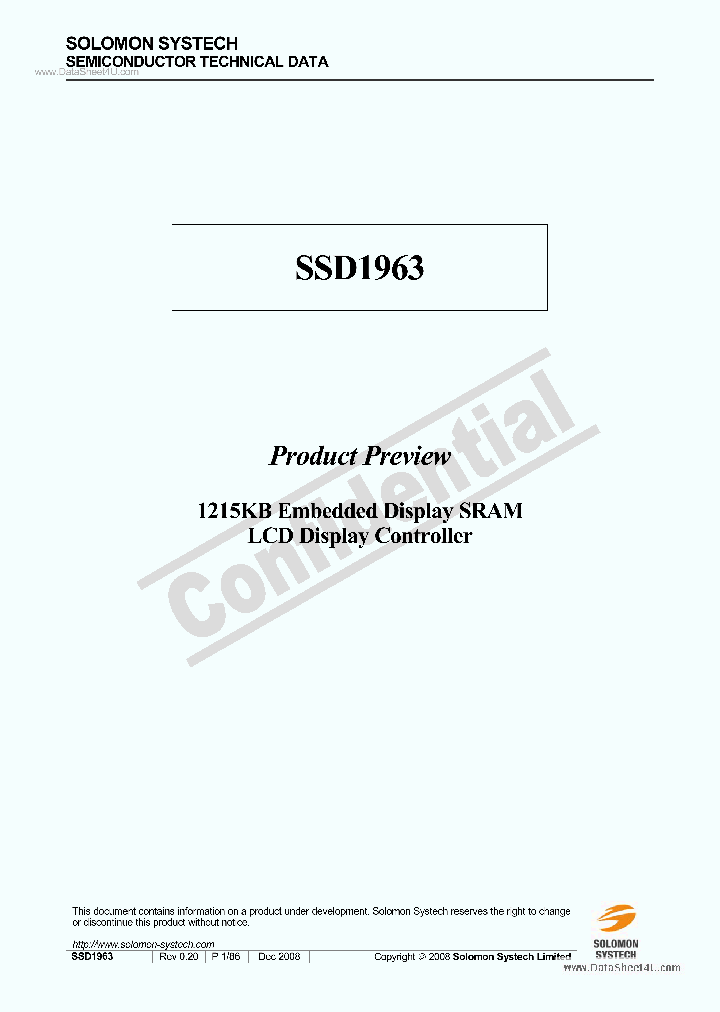 SSD1963_211087.PDF Datasheet