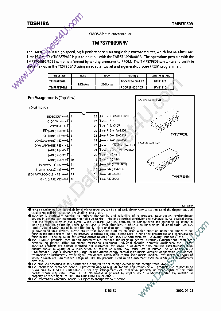 TMP87P809N_298842.PDF Datasheet