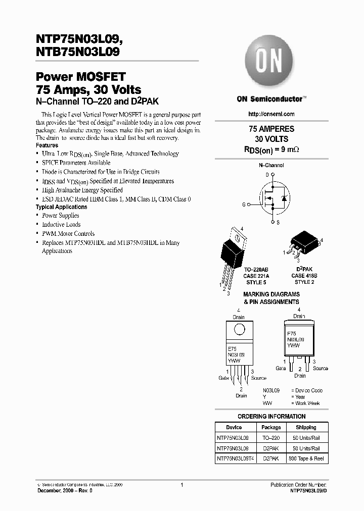 NTP75N03L09-D_375800.PDF Datasheet