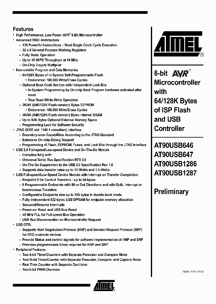 AT90USB6460607_857182.PDF Datasheet