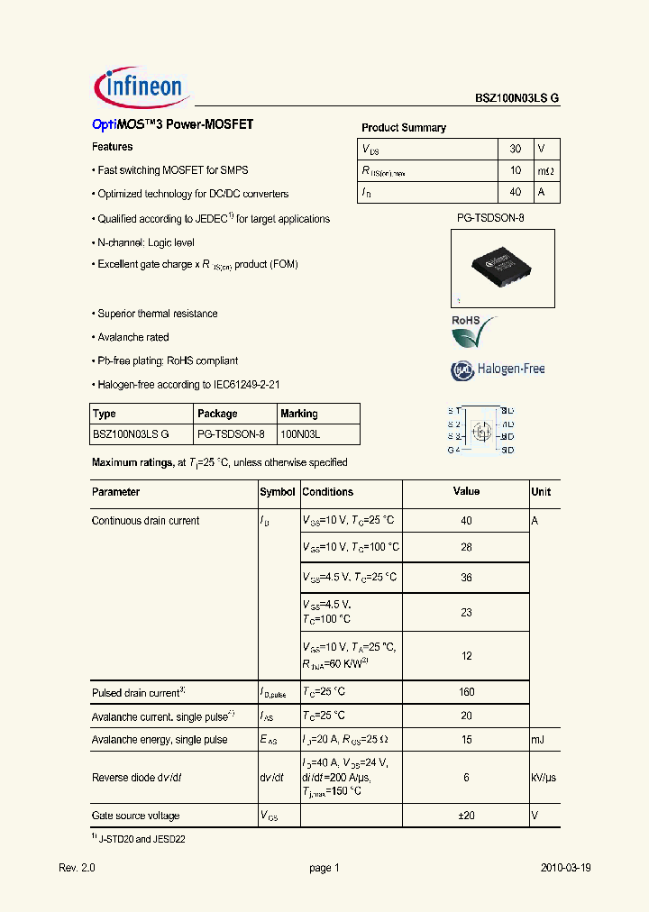 BSZ100N03LSG_887414.PDF Datasheet