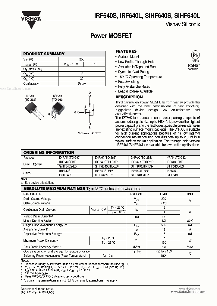 SIHF640L_465746.PDF Datasheet