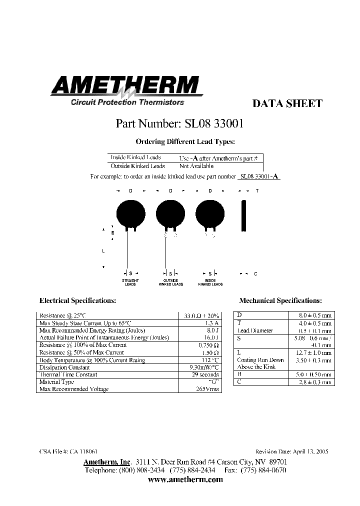 SL0833001_551590.PDF Datasheet