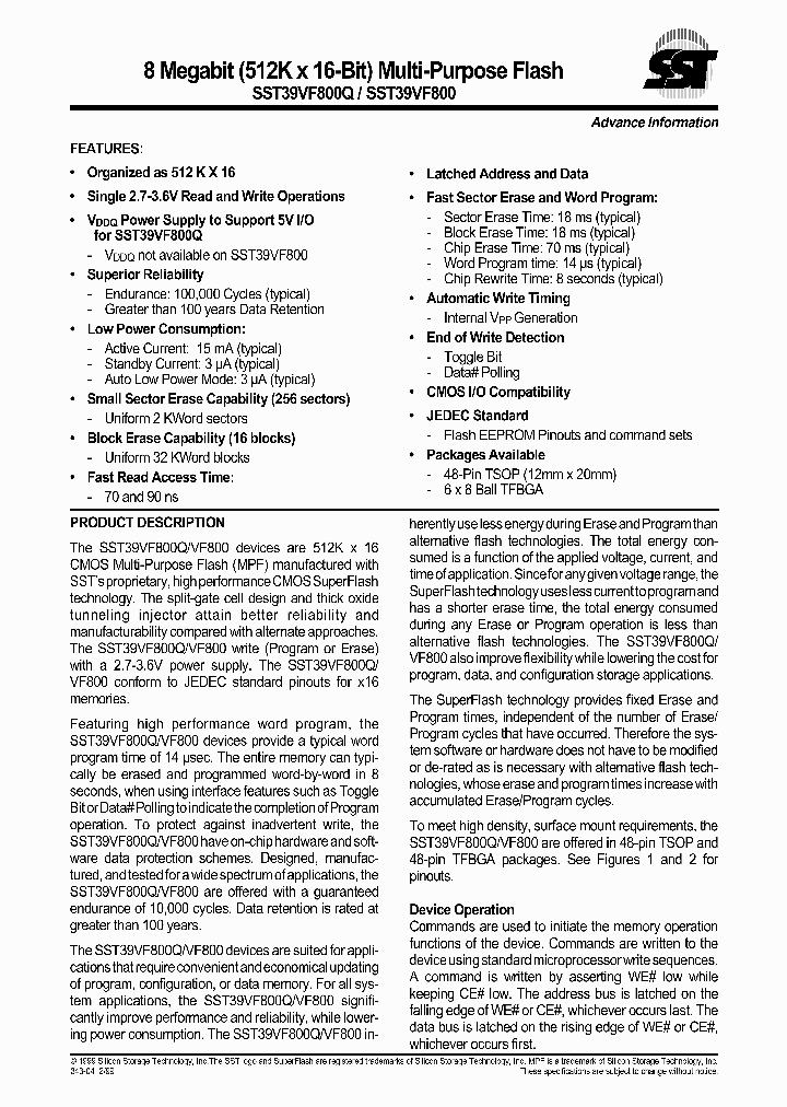 SST39VF800-90-4C-U1_628505.PDF Datasheet