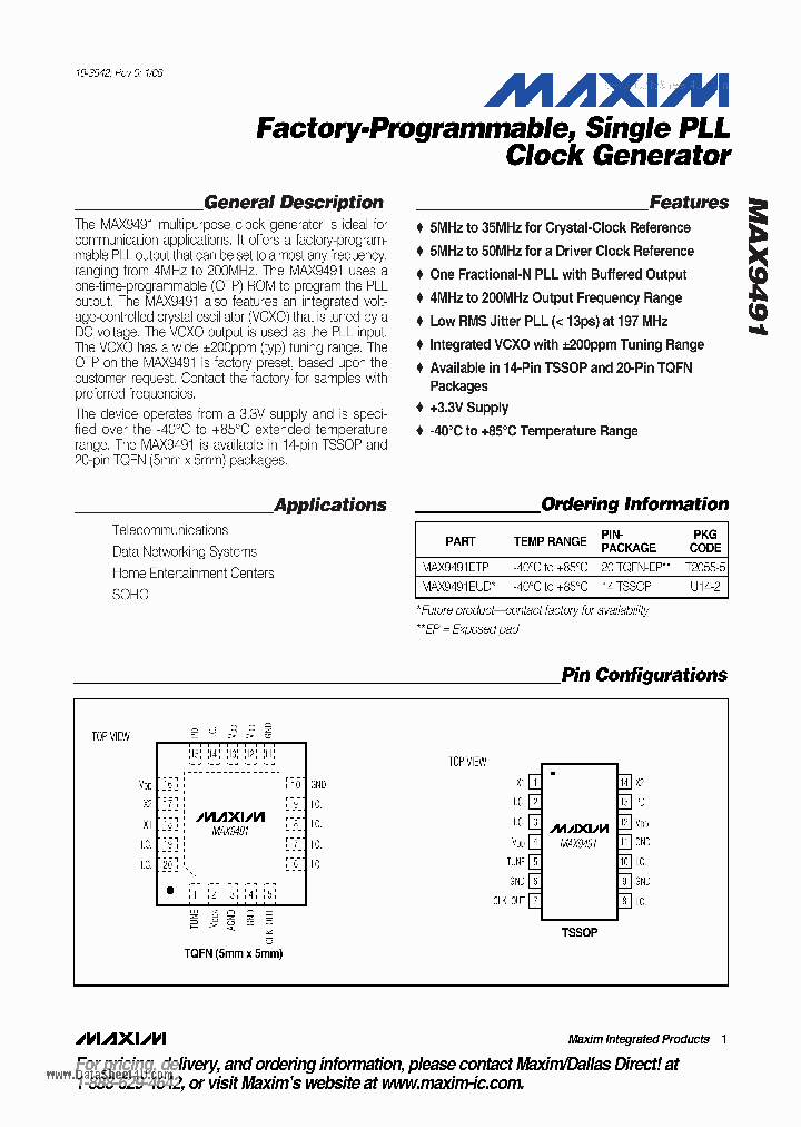 MAX9491_637577.PDF Datasheet