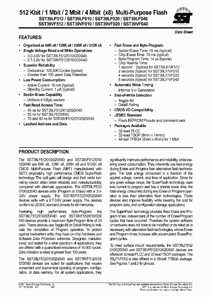 SST39LF010-90-4I-NH_966925.PDF Datasheet