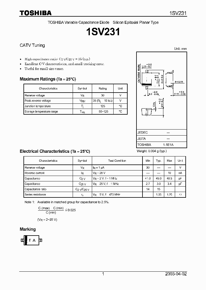 1SV231_814379.PDF Datasheet