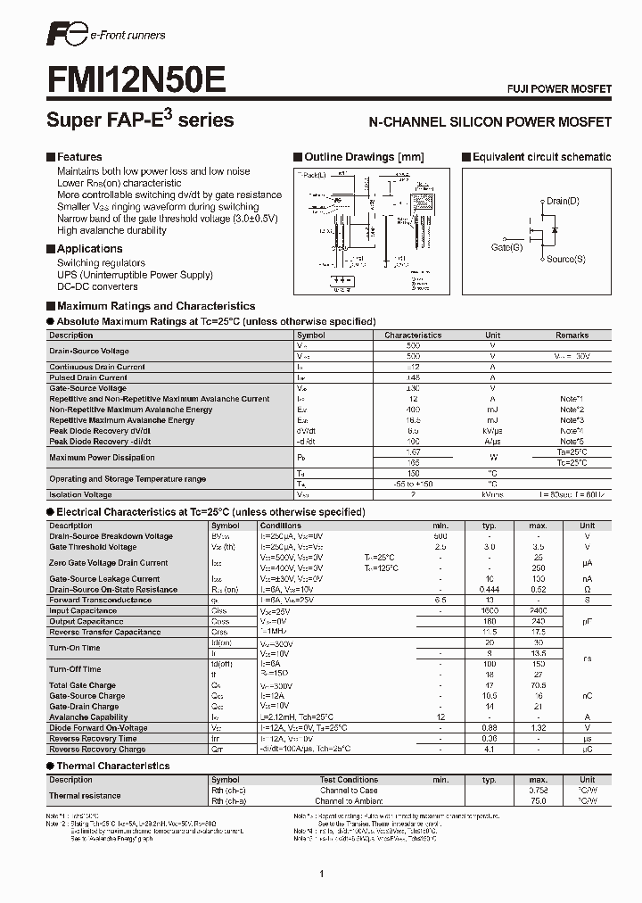 FMI12N50E_1100425.PDF Datasheet