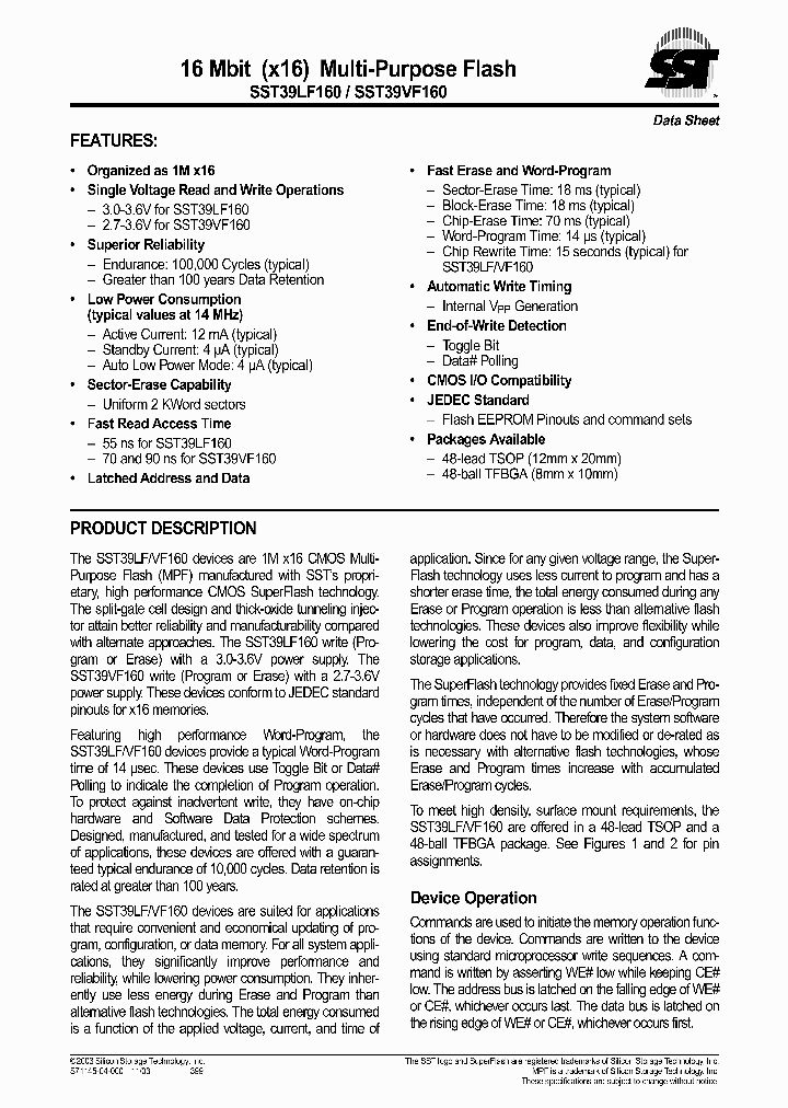 SST39VF160-70-4I-EK_704685.PDF Datasheet