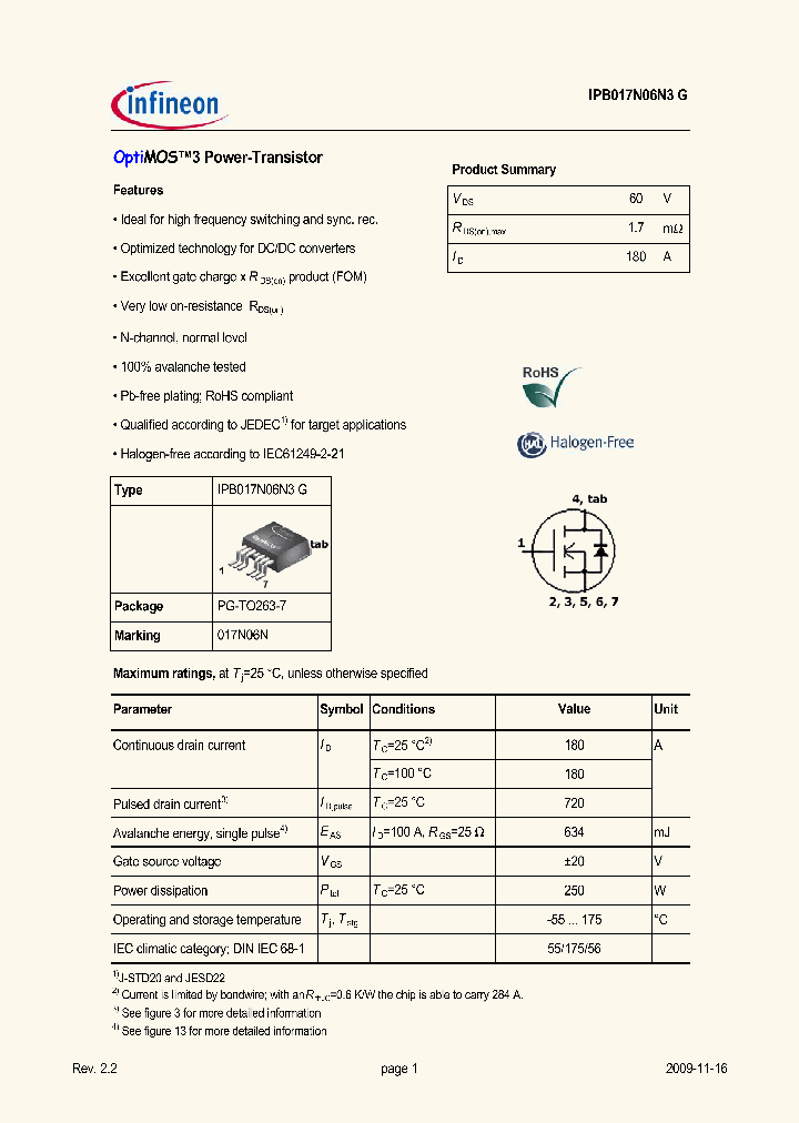 IPB017N06N3G_1151909.PDF Datasheet