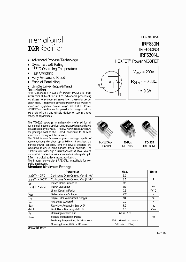 IRF630NL_1318995.PDF Datasheet