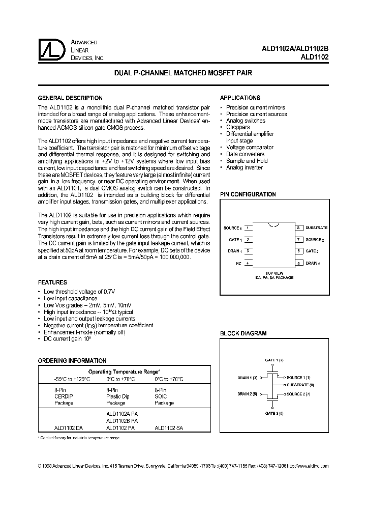 ALD1102ASA_1323430.PDF Datasheet