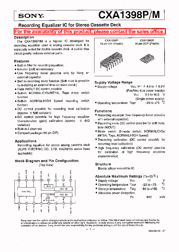 CXA1398PM_788427.PDF Datasheet