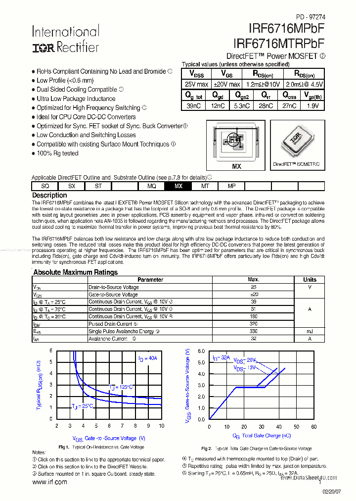 IRF6716MPBF_936717.PDF Datasheet