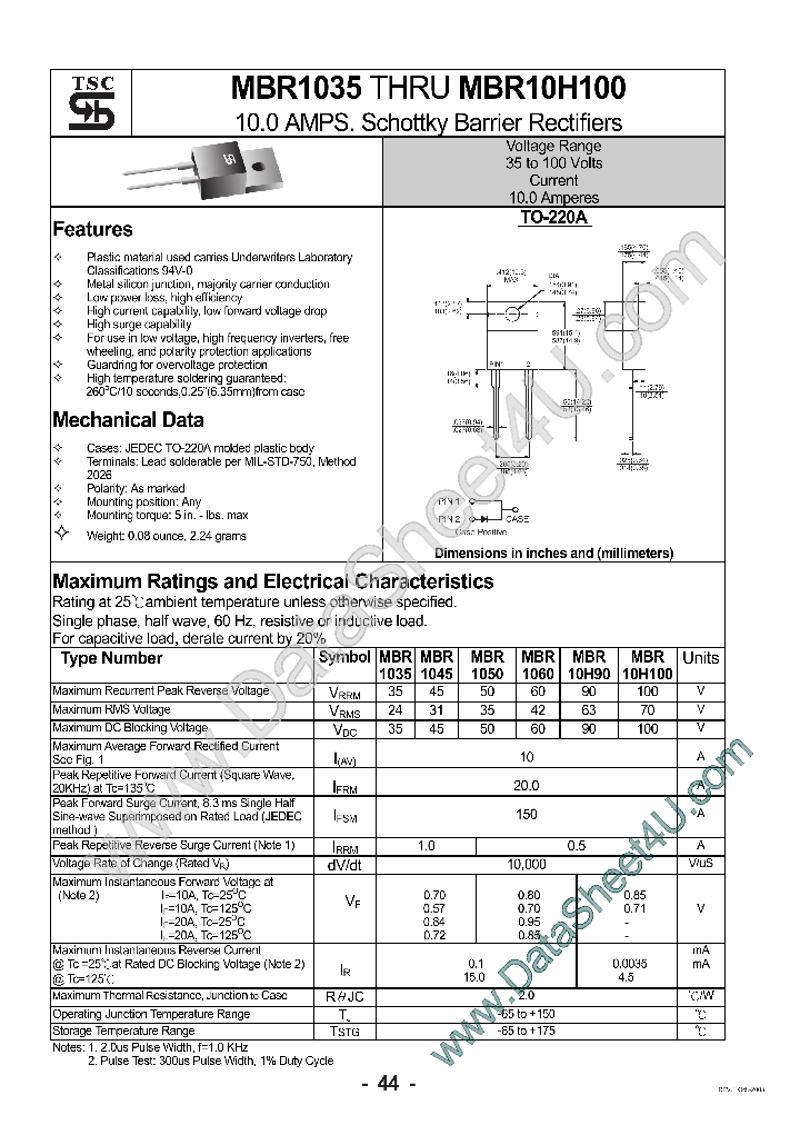 MBR1035_1061591.PDF Datasheet