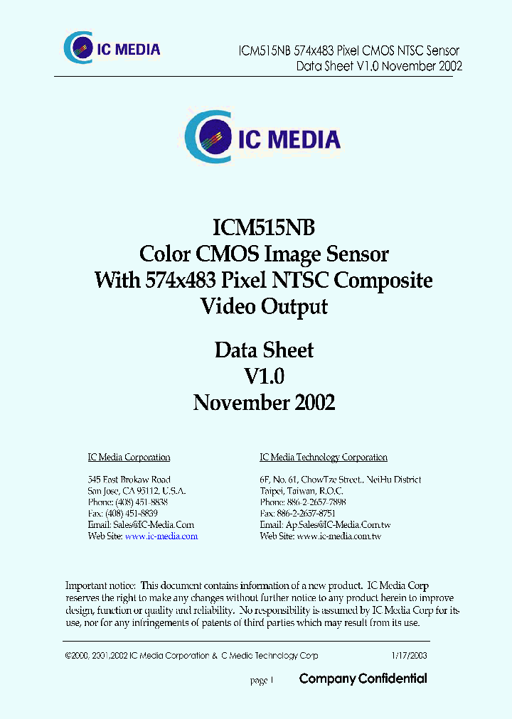 ICM-515NBSA_1401037.PDF Datasheet