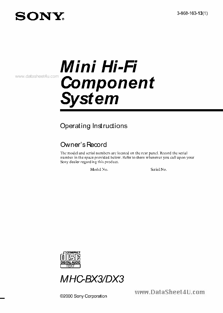 MHC-BX3_1202082.PDF Datasheet