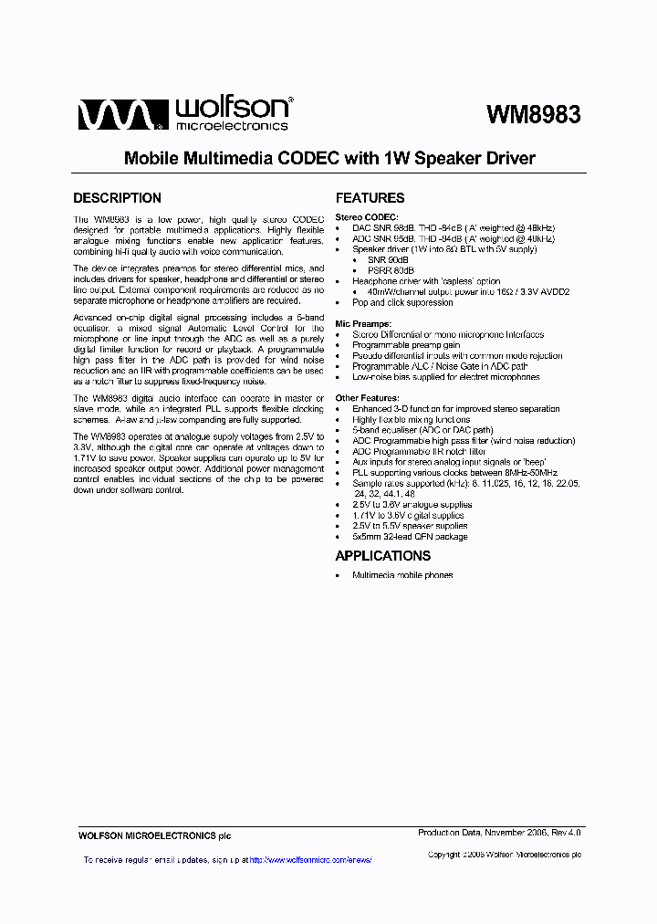 WM8983GEFLV_1453098.PDF Datasheet