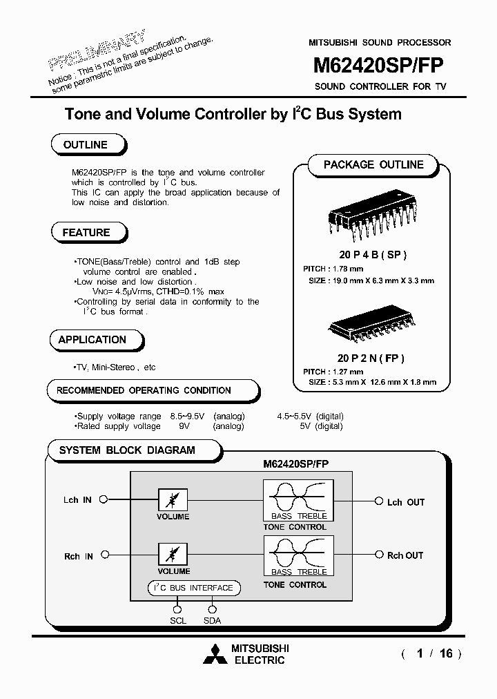 M62420SP_1476220.PDF Datasheet