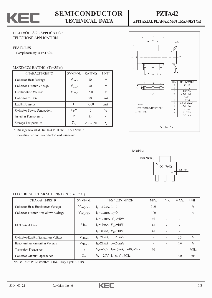 PZTA42_1525120.PDF Datasheet