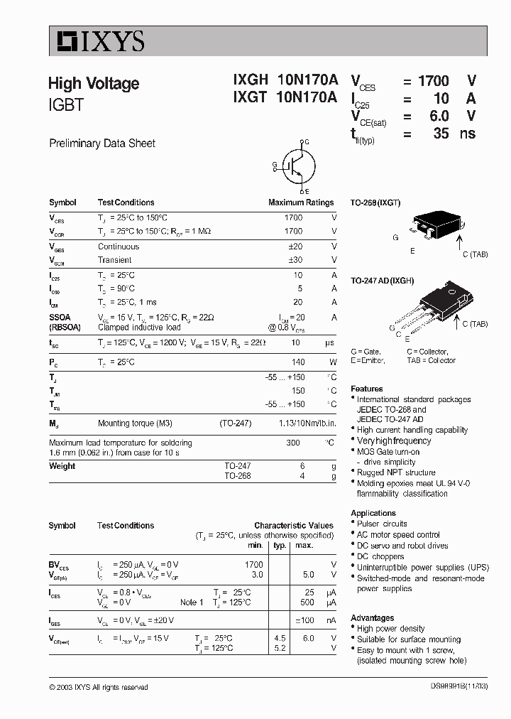 IXGT10N170A_1550604.PDF Datasheet