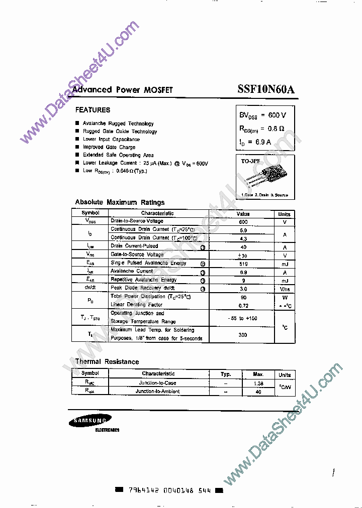 SSF10N60A_1567309.PDF Datasheet