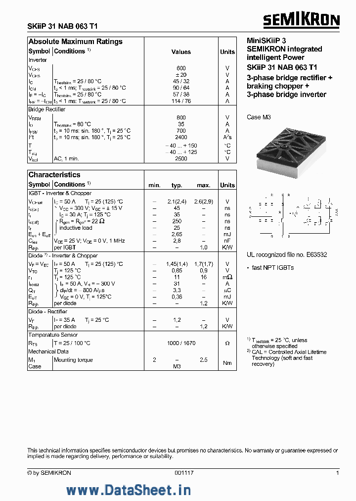 SKIIP31NAB063T1_1581709.PDF Datasheet