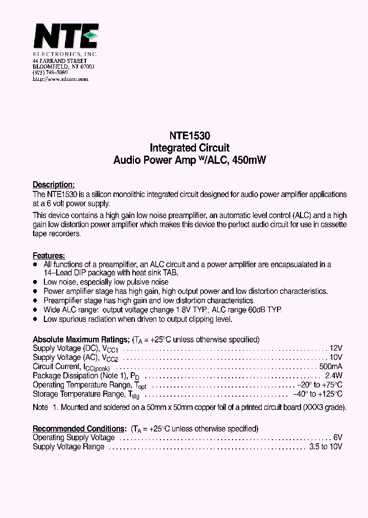 NTE1530_1592785.PDF Datasheet