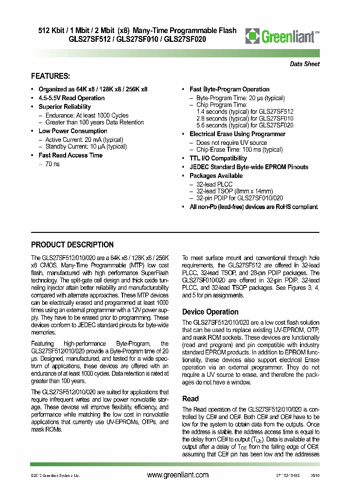 GLS27SF010-70-3C-NHE_1021827.PDF Datasheet