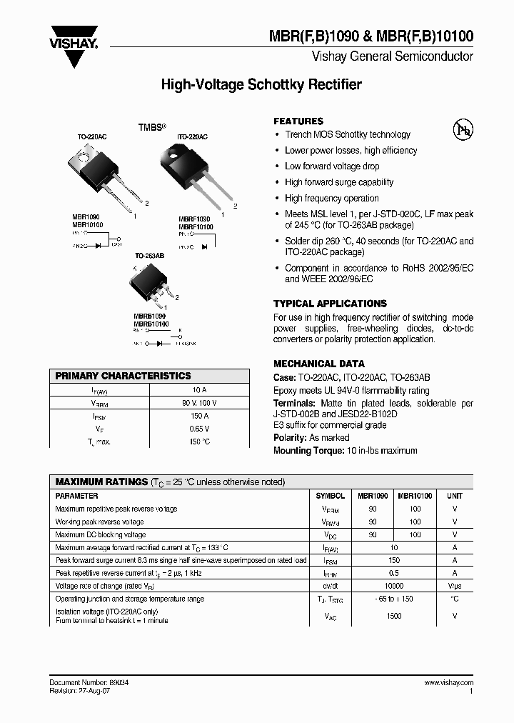 MBRB1090-E34W_1026632.PDF Datasheet